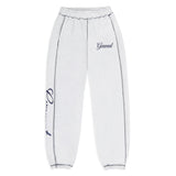 Scripted Embroidered Jog Pant - Light Heather / Navy