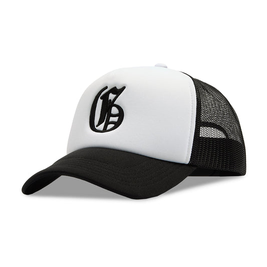 Old English Trucker Cap - Black / White