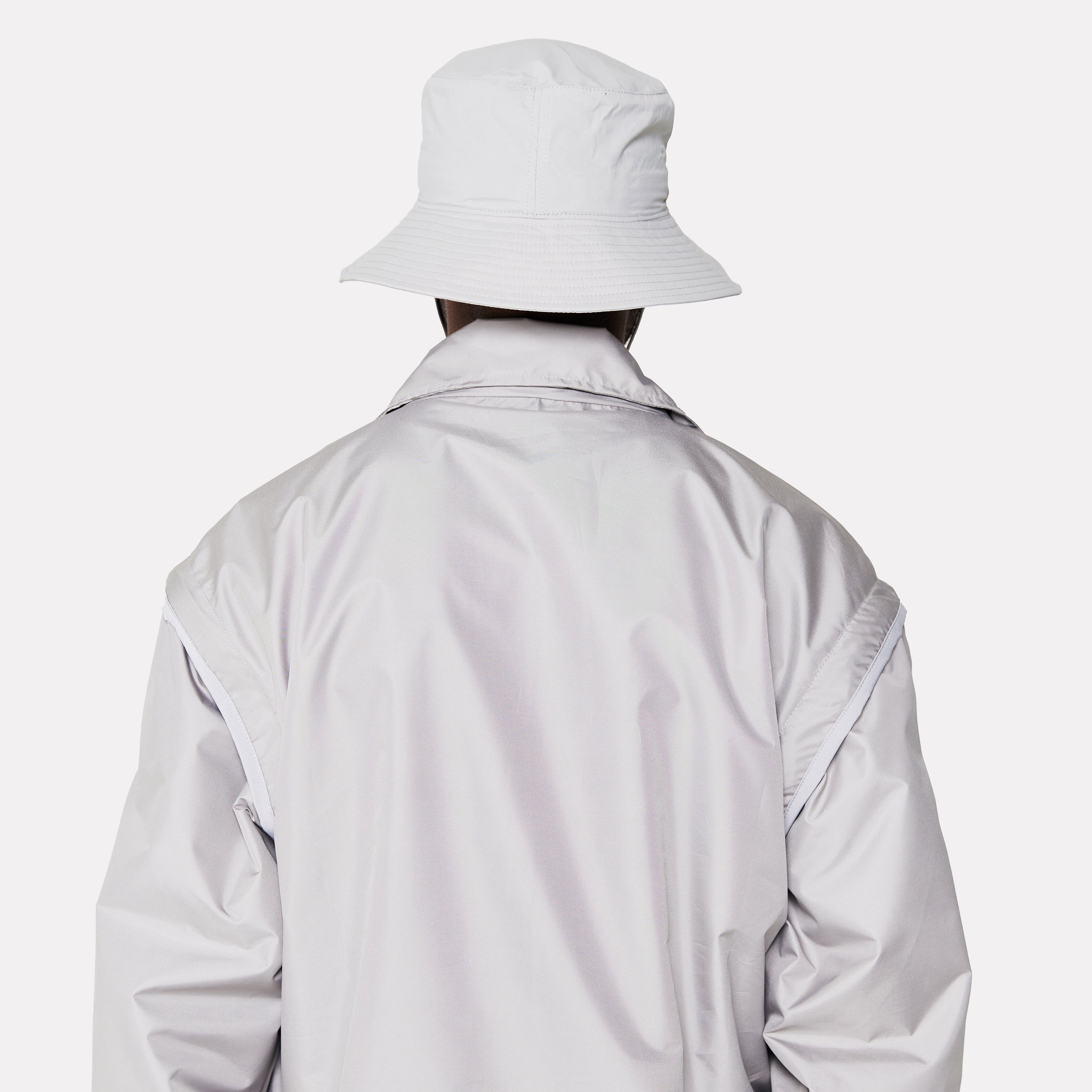 Wide Brim Bucket Hat - Light Grey