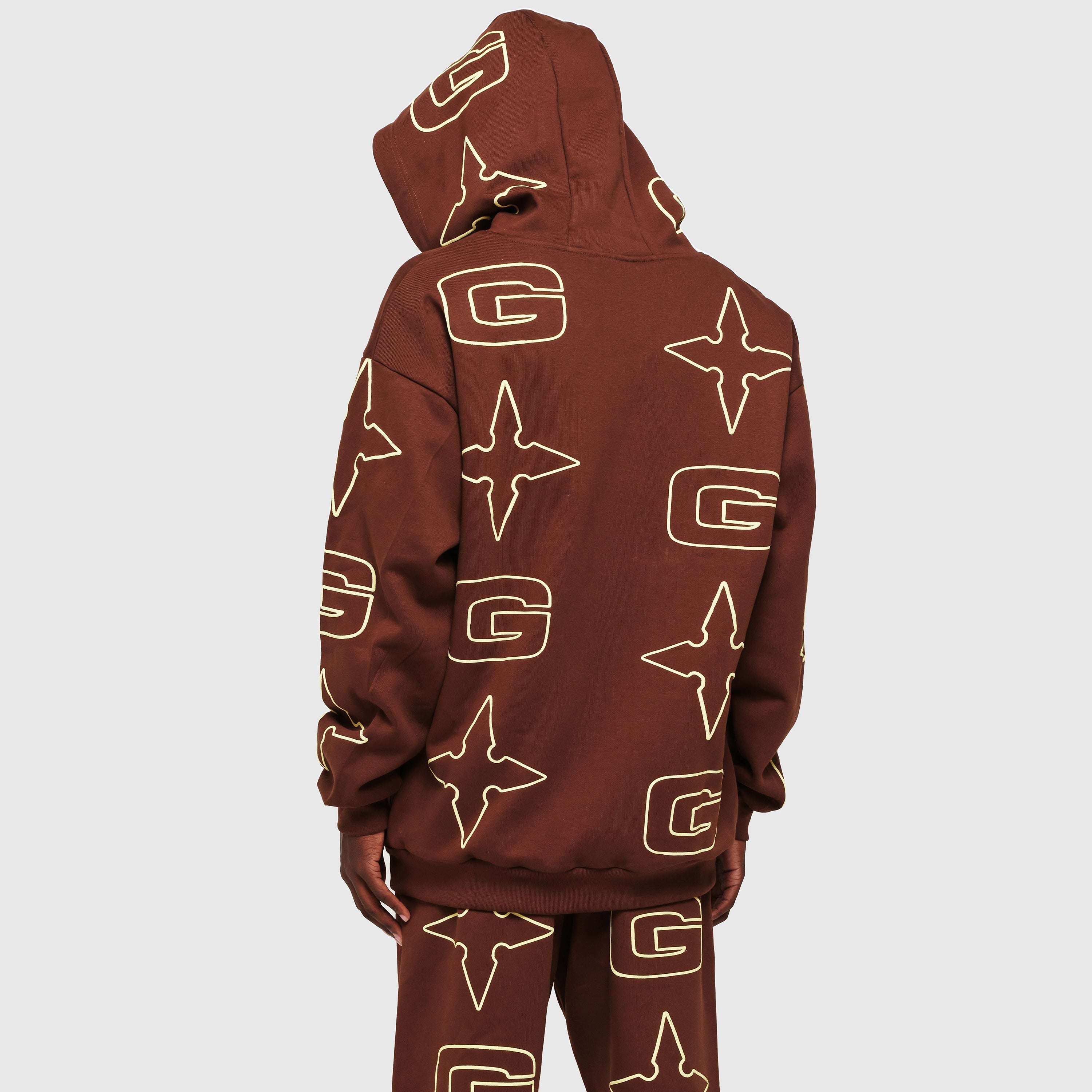 G* Zipped Hoodie - Brown / Cream