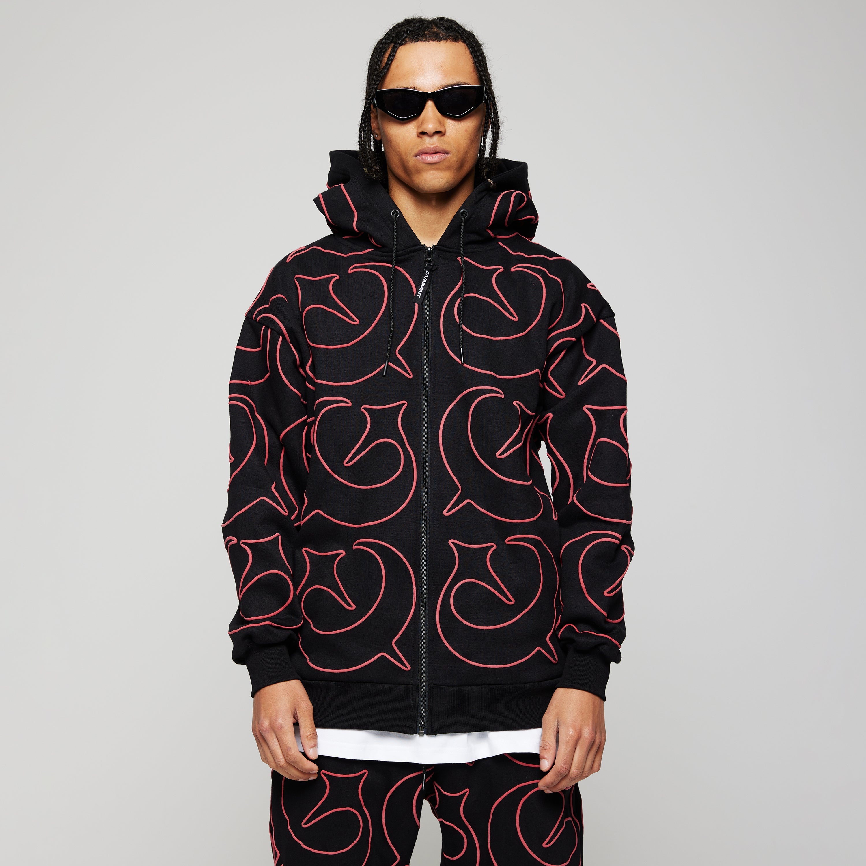 Foul Play Zipped Hoodie - Red / Black