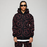 Foul Play Zipped Hoodie - Red / Black
