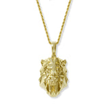Lion Head Necklace Pendant & Rope Chain