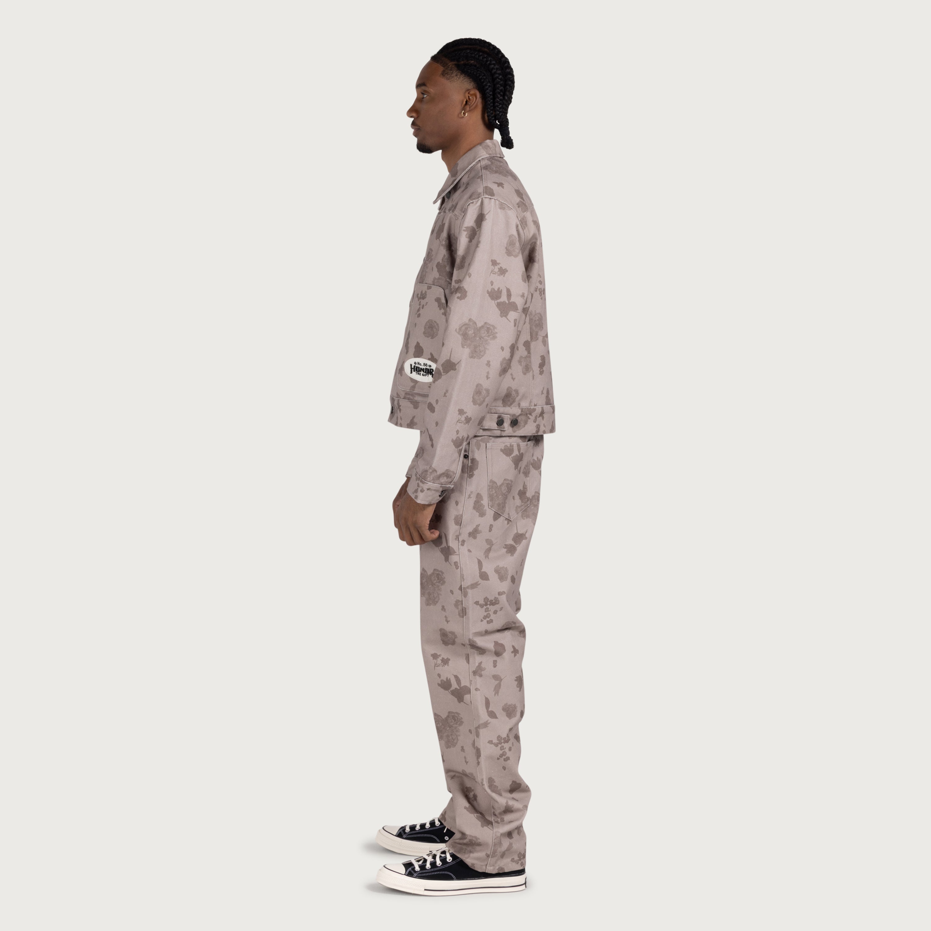 Tonal Floral Pant - Pebble