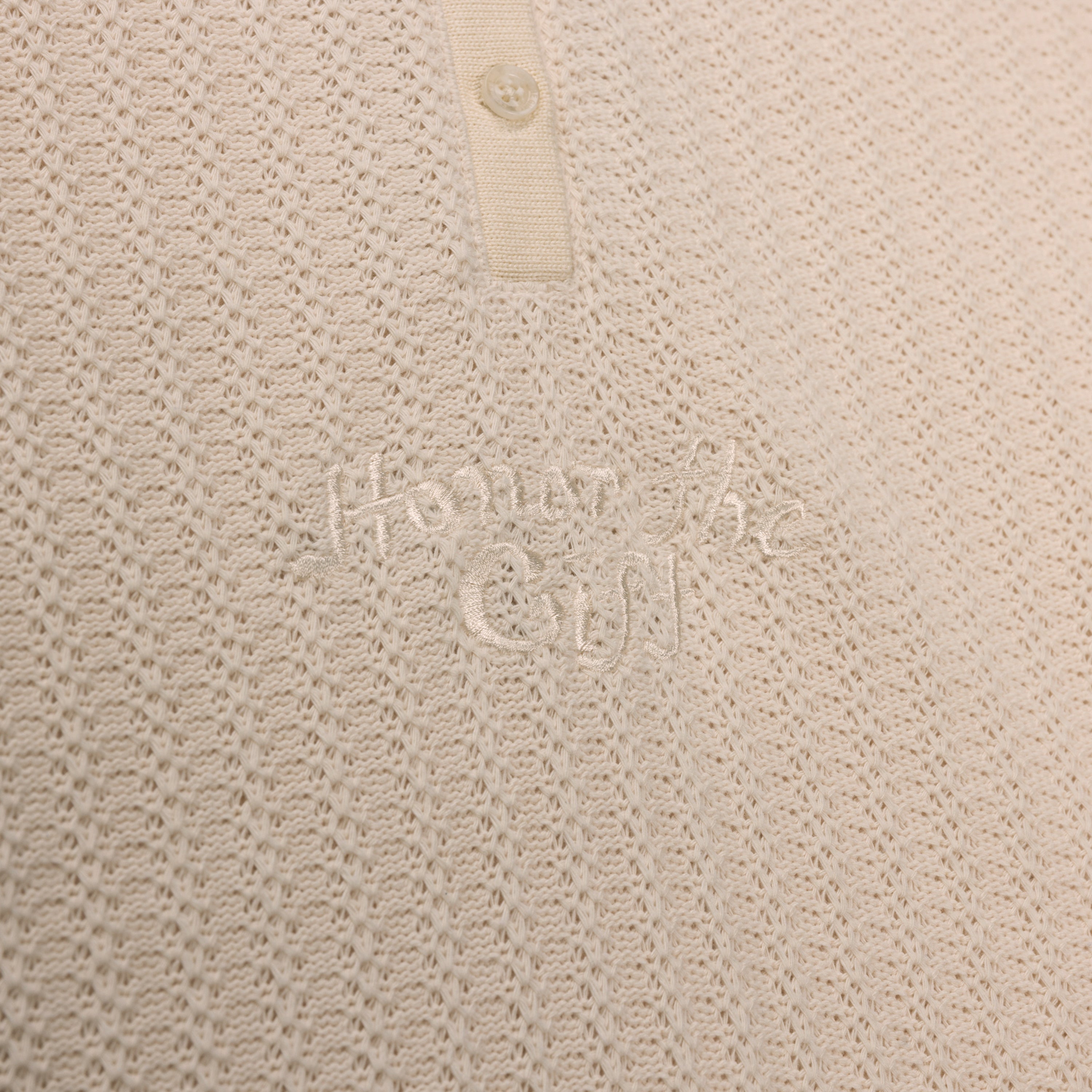 Long Sleeve Knit Polo - Bone