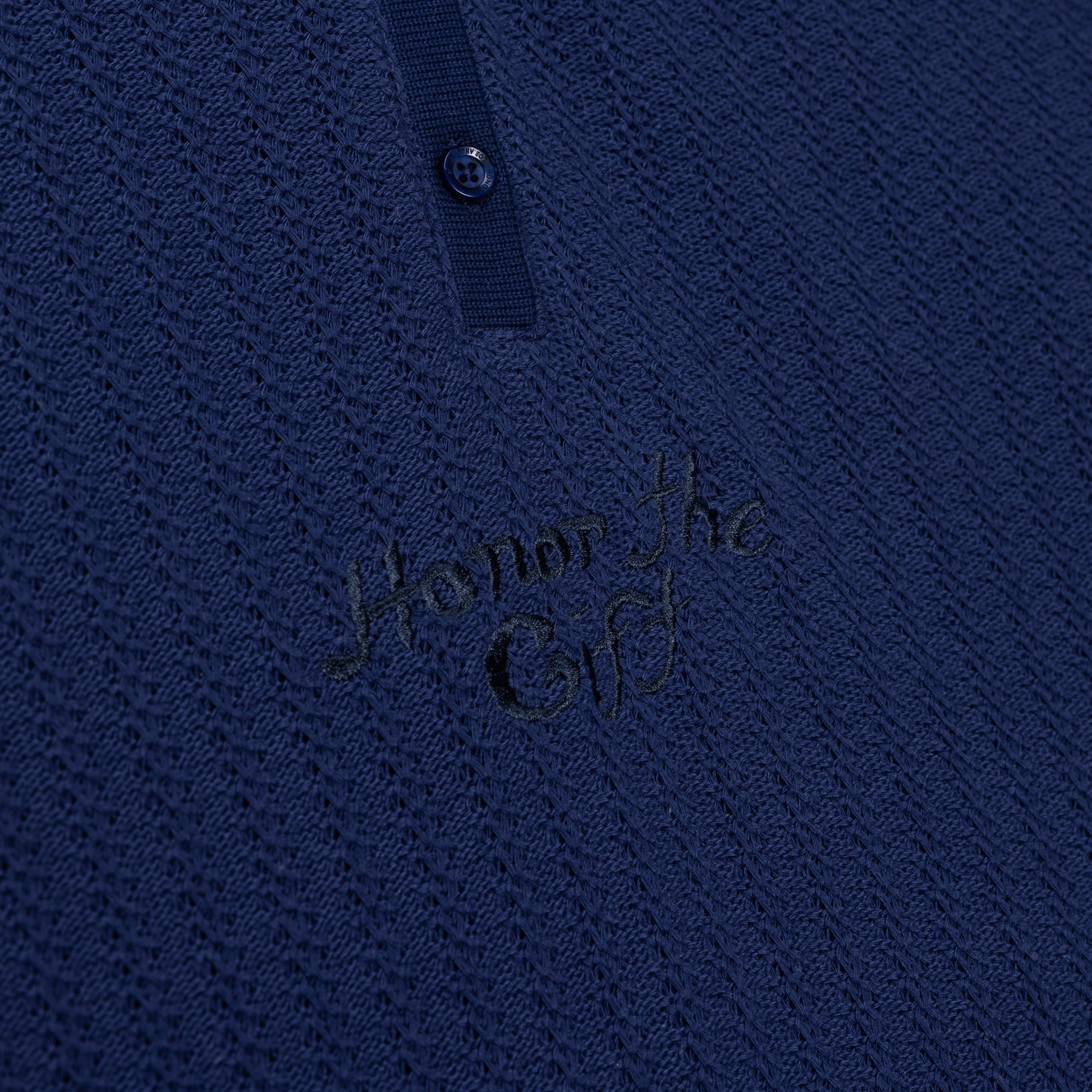 Long Sleeve Knit Polo - Navy