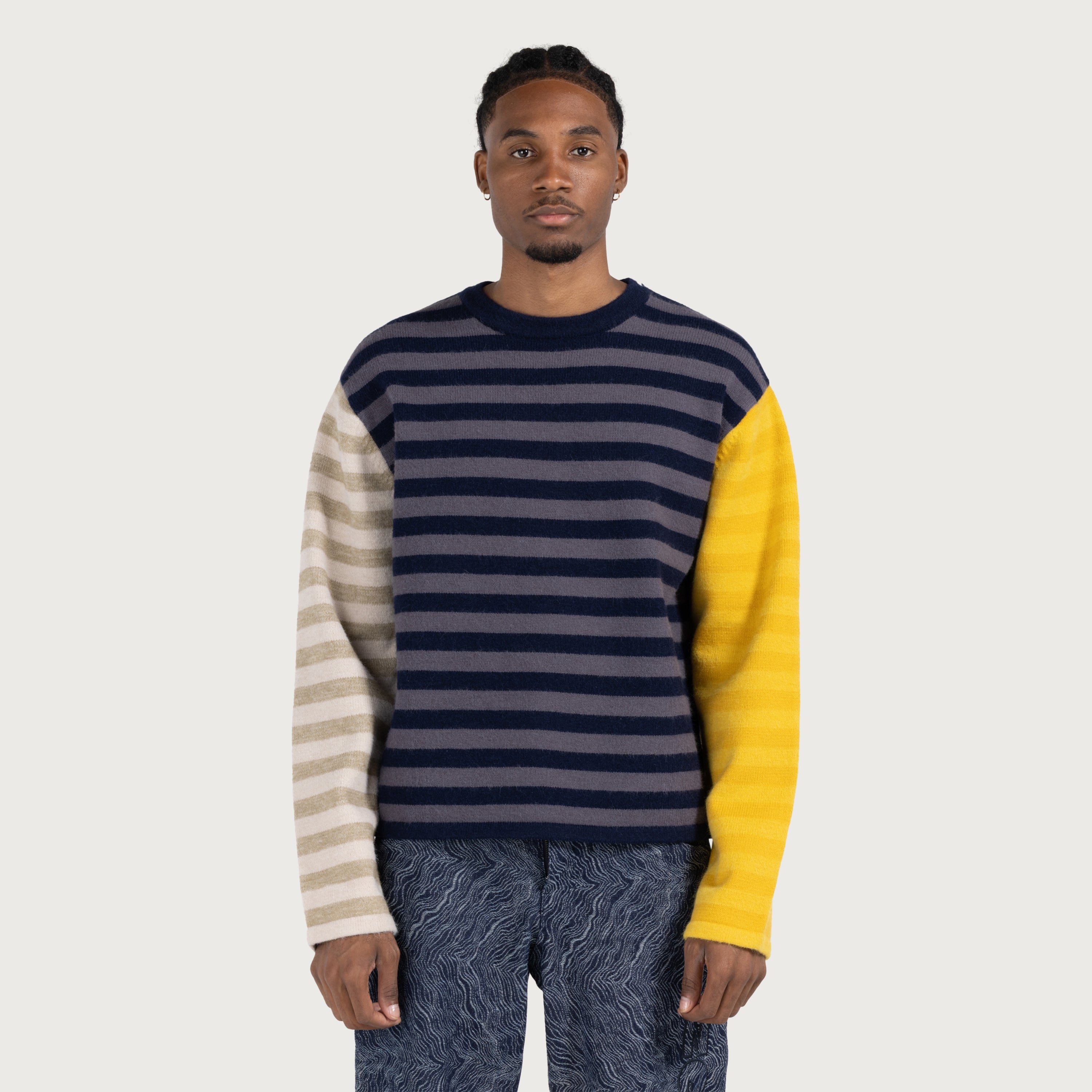 Multi Stripe Crew - Navy