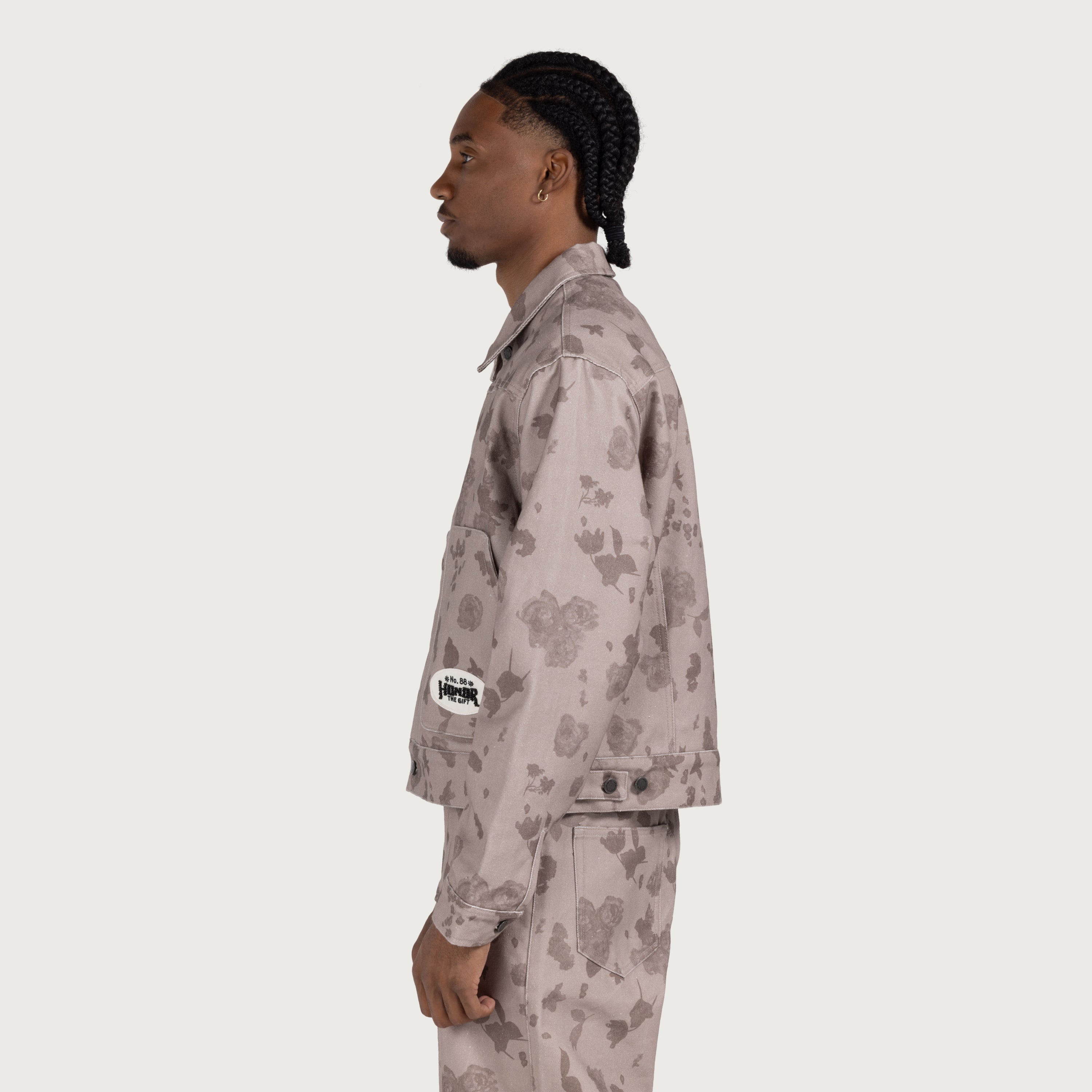 Tonal Floral Jacket - Pebble