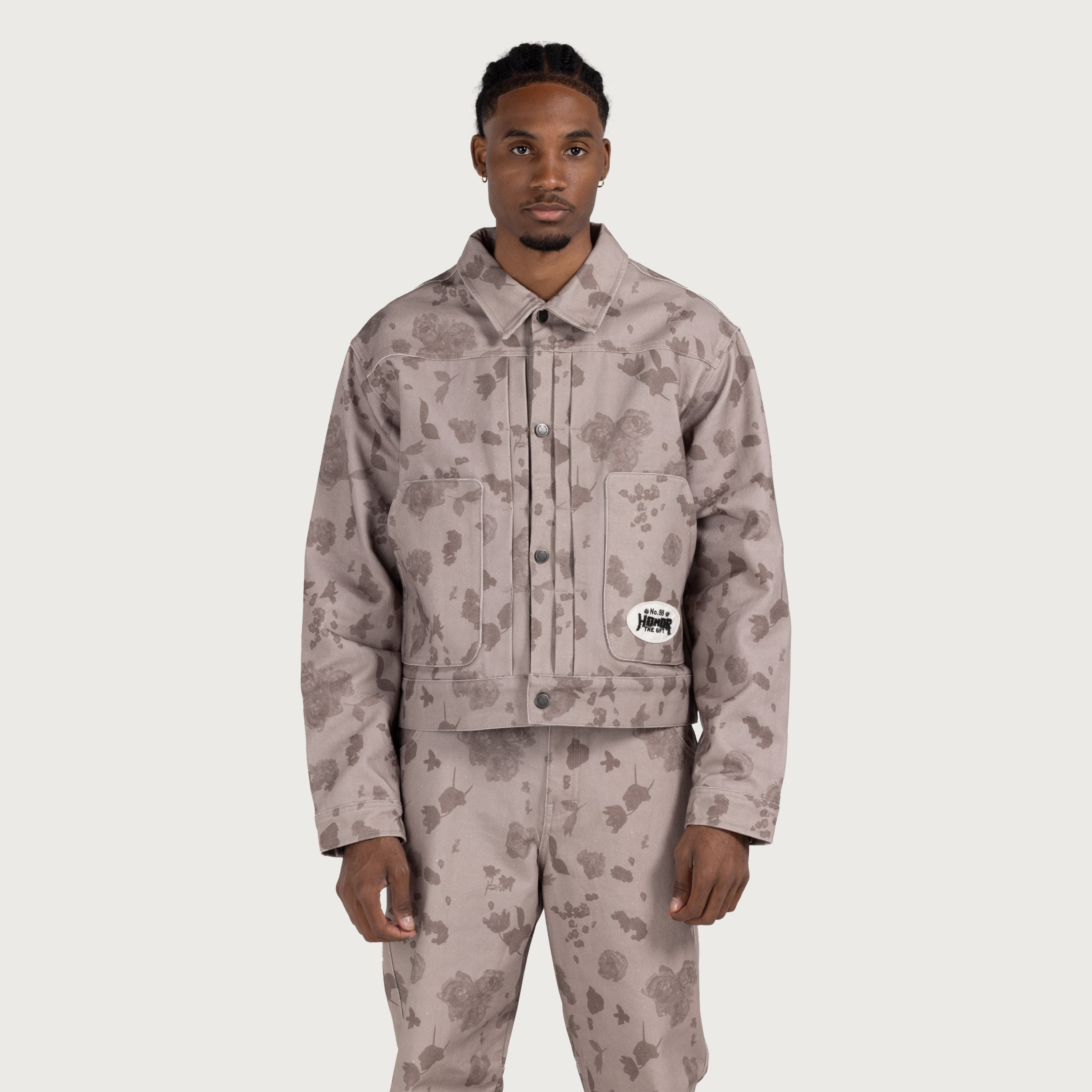 Tonal Floral Jacket - Pebble