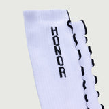 Embroidery Edge Ribbed Sock - White