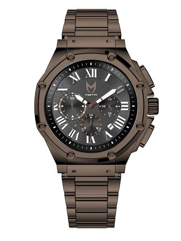 AM1015SS - AMBASSADOR CHOCOLATE BRUSHED / BLACK STEEL BAND