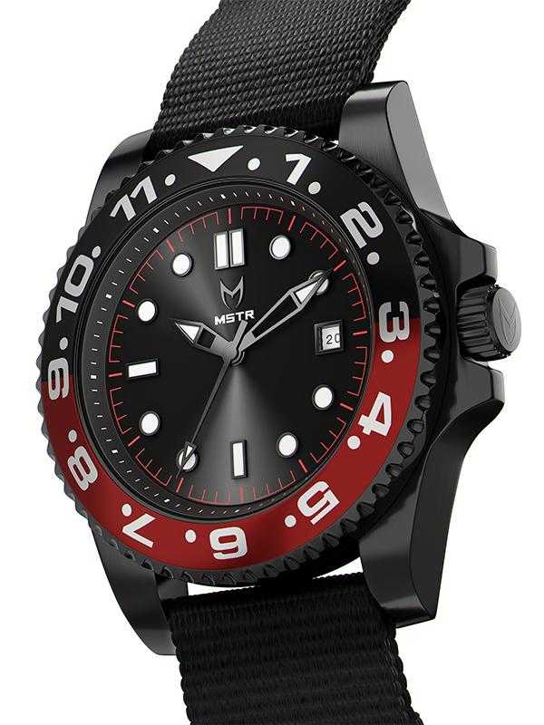 VO102NB - VOYAGER BLACK / RED / NATO BAND