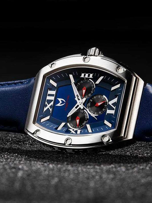 MJ118LB - MAJOR SILVER / BLUE / LEATHER BAND