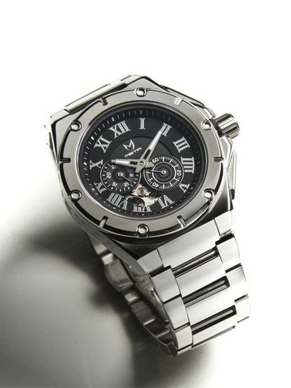 NO108SS - NOBLE POLISH SILVER AUTOMATIC / BLACK / SS BAND