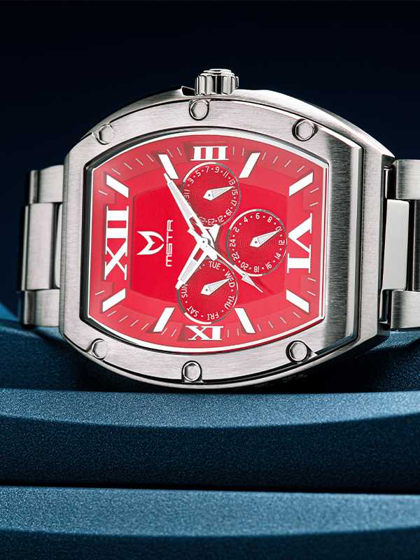 MJ128SS - MAJOR SILVER / RED / STEEL BAND