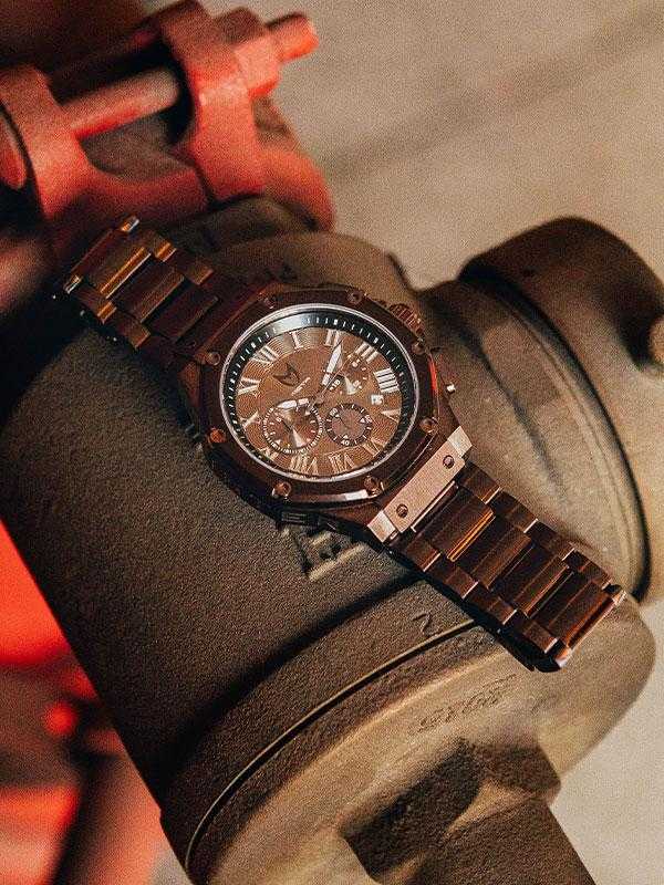 AM1015SS - AMBASSADOR CHOCOLATE BRUSHED / BLACK STEEL BAND