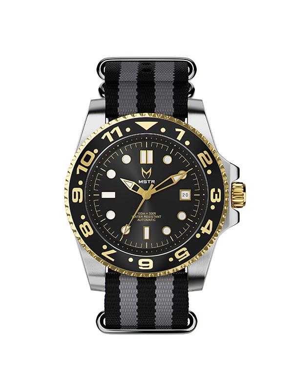 VO105NS - AUTO VOYAGER SILVER / BLACK & GOLD / NATO BAND