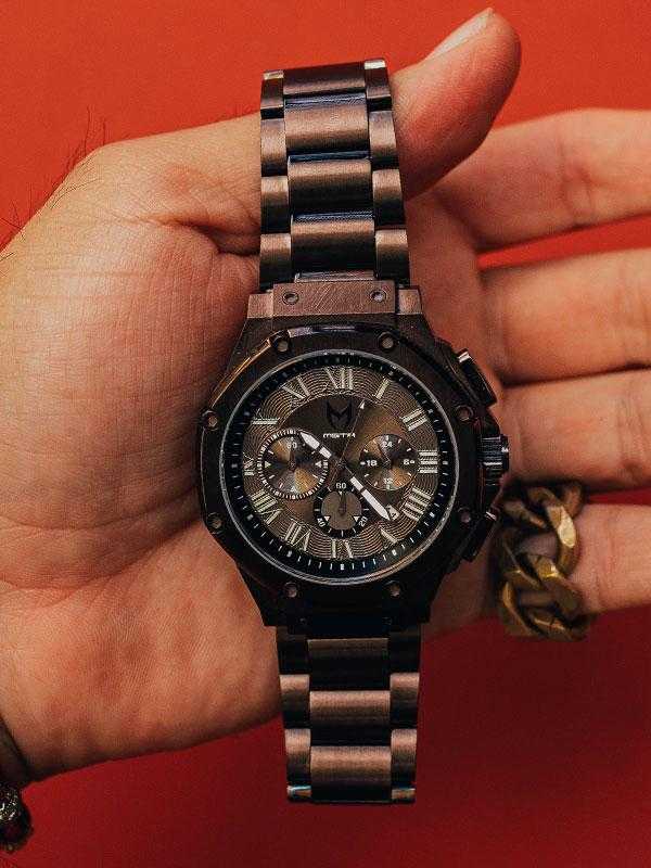 AM1015SS - AMBASSADOR CHOCOLATE BRUSHED / BLACK STEEL BAND