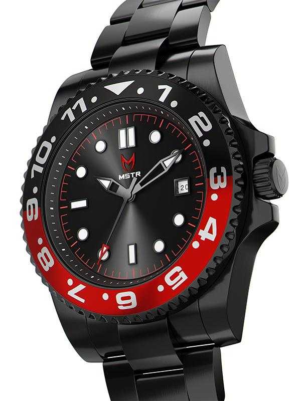 VO102SS - VOYAGER BLACK / RED / SS BAND
