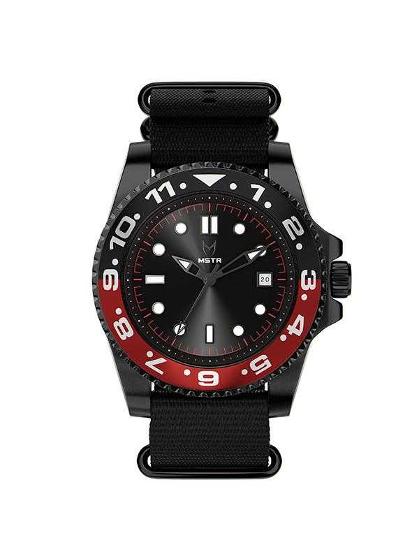 VO102NB - VOYAGER BLACK / RED / NATO BAND