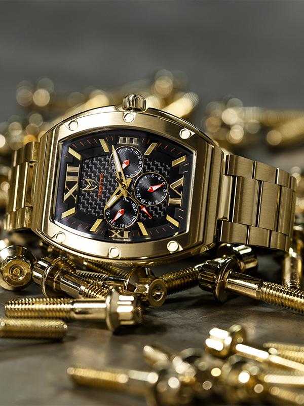 MJ122SS - MAJOR GOLD / BLACK / SS BAND