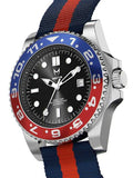 VO107NS - AUTO VOYAGER SILVER / BLUE & RED / NATO BAND