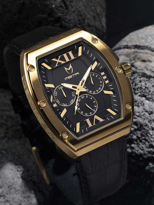 MJ116CB - MAJOR 18K GOLD / BLACK / CROC STYLE BAND