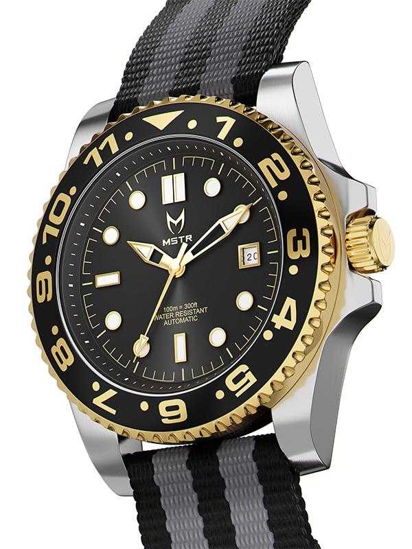 VO105NS - AUTO VOYAGER SILVER / BLACK & GOLD / NATO BAND