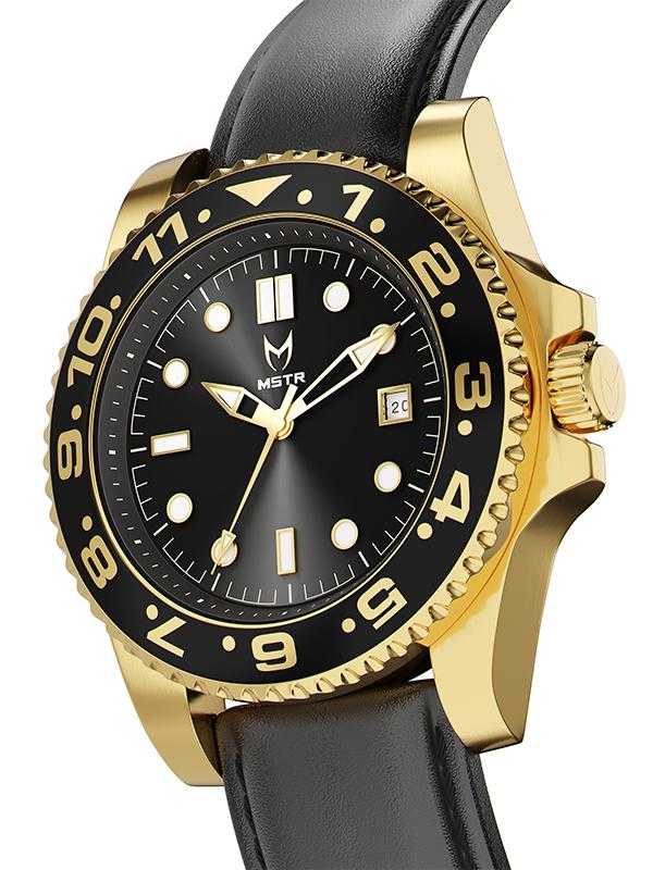 VO101LS - VOYAGER GOLD / BLACK / LEATHER BAND
