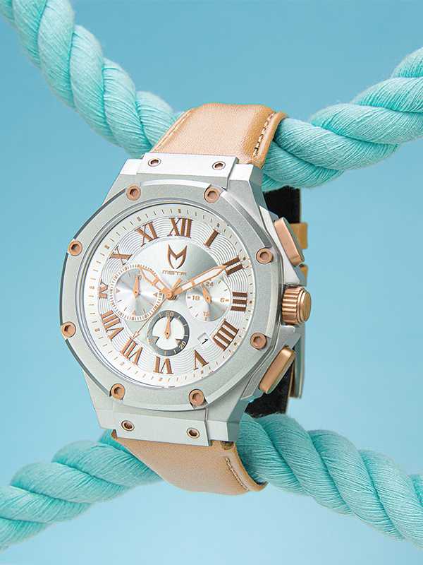 AM1018LB - AMBASSADOR SILVER / SILVER W/ LEATHER STRAP