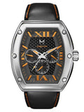MJ121LB - MAJOR POLISHED SILVER / ORANGE / LEATHER BAND