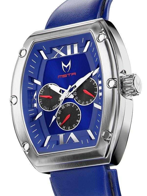 MJ118LB - MAJOR SILVER / BLUE / LEATHER BAND