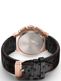 AM168OB - AMBASSADOR ROSE GOLD / BLACK / OSTRICH STYLE LEATHER BAND