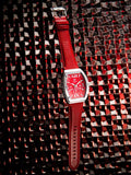 MJ128LB - MAJOR SILVER / RED / LEATHER STRAP