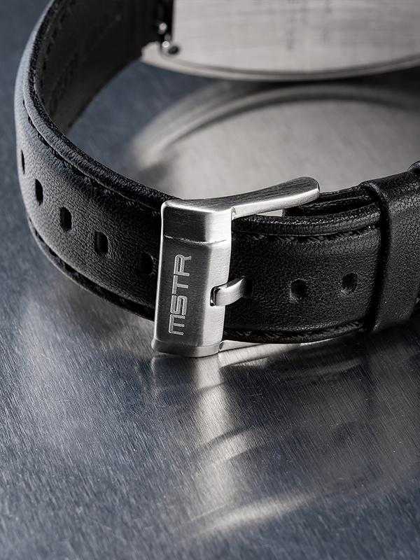 MJ124LB - MAJOR SILVER / SILVER / LEATHER BAND