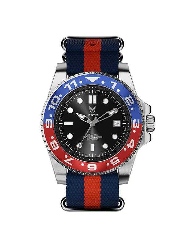 VO107NS - AUTO VOYAGER SILVER / BLUE & RED / NATO BAND