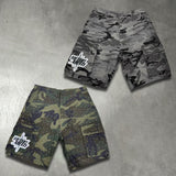 Rhinestone Camo Shorts - Green