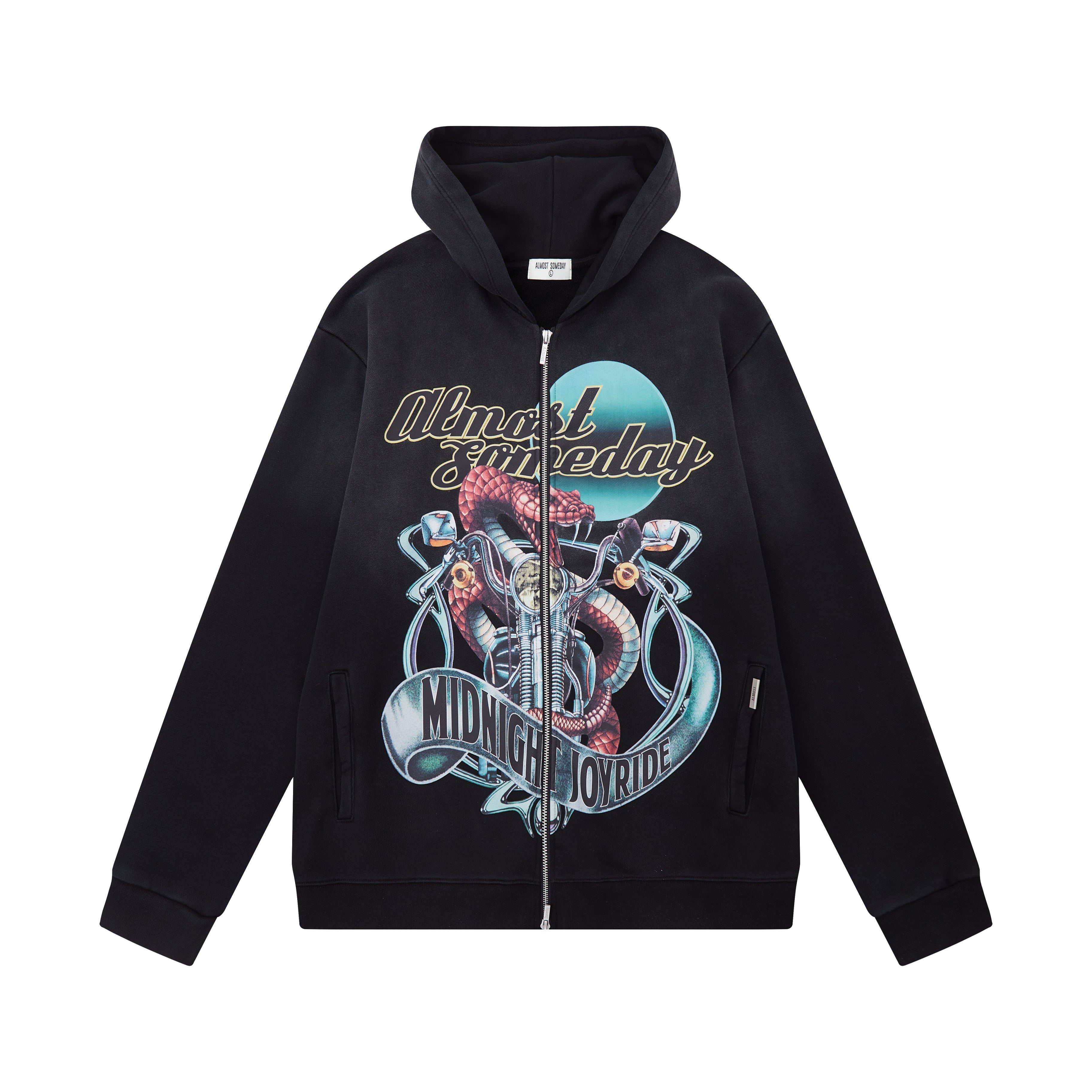 Midnight ZipUp Hoodie (Sun Fade Black)