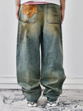 Dirty-Washed Brushing Wax Baggy Denim