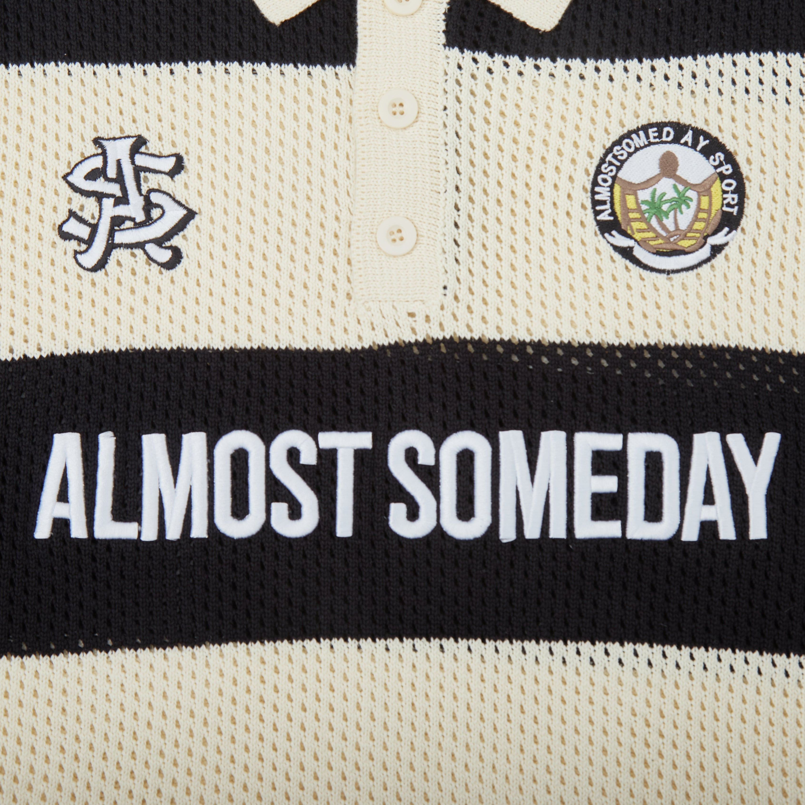 Crochet Knit Polo (Cream / Black)