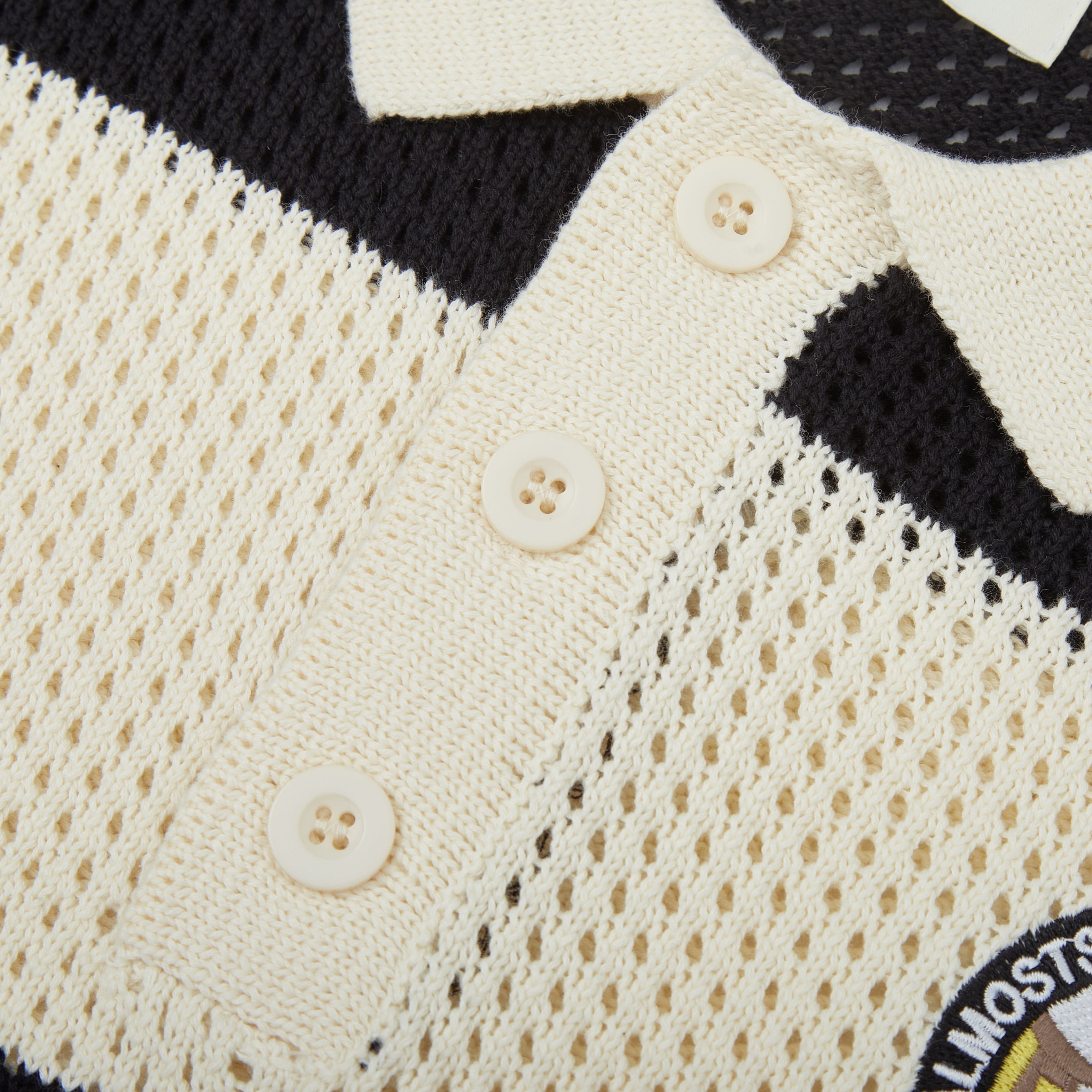 Crochet Knit Polo (Cream / Black)