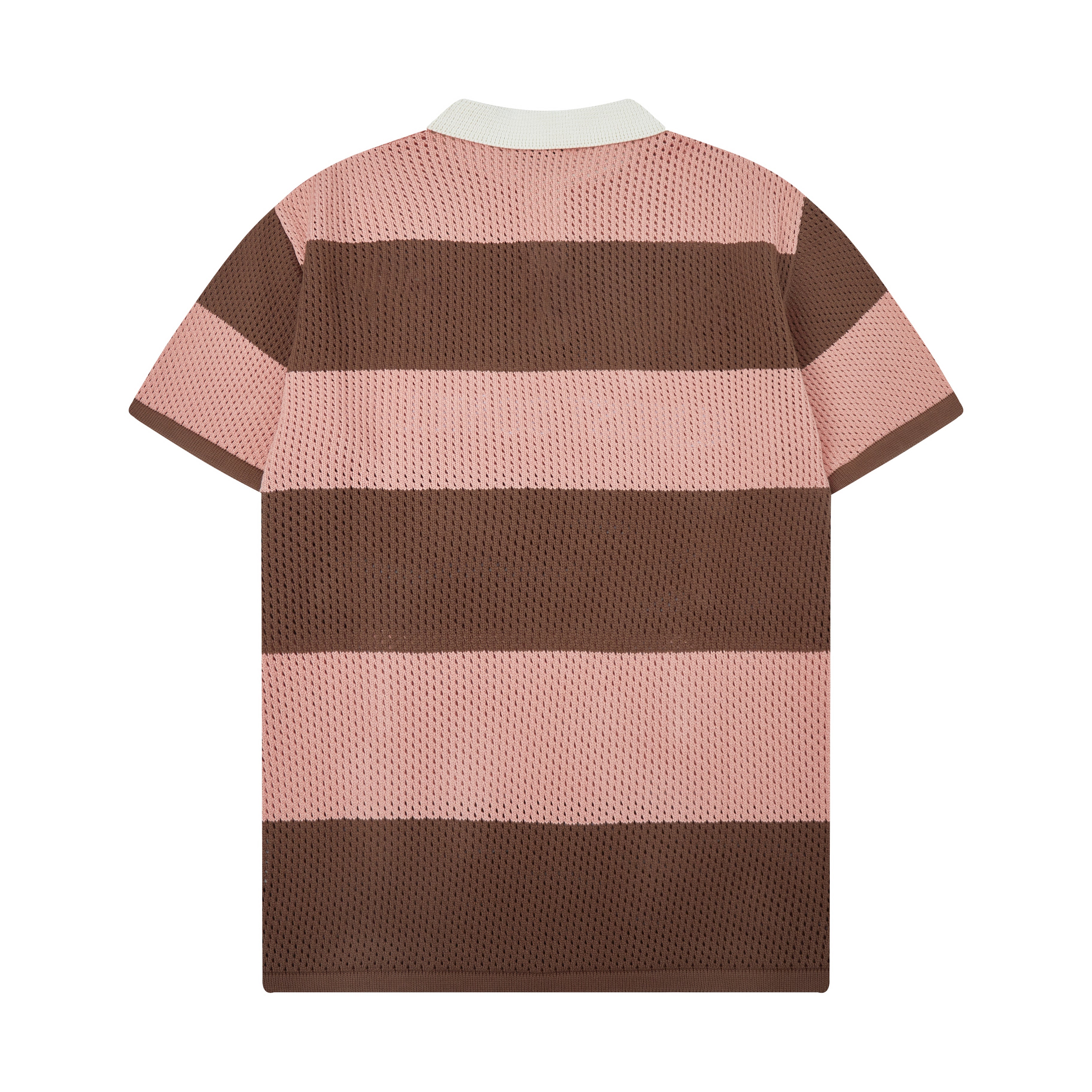 Crochet Knit Polo (Pink / Brown)
