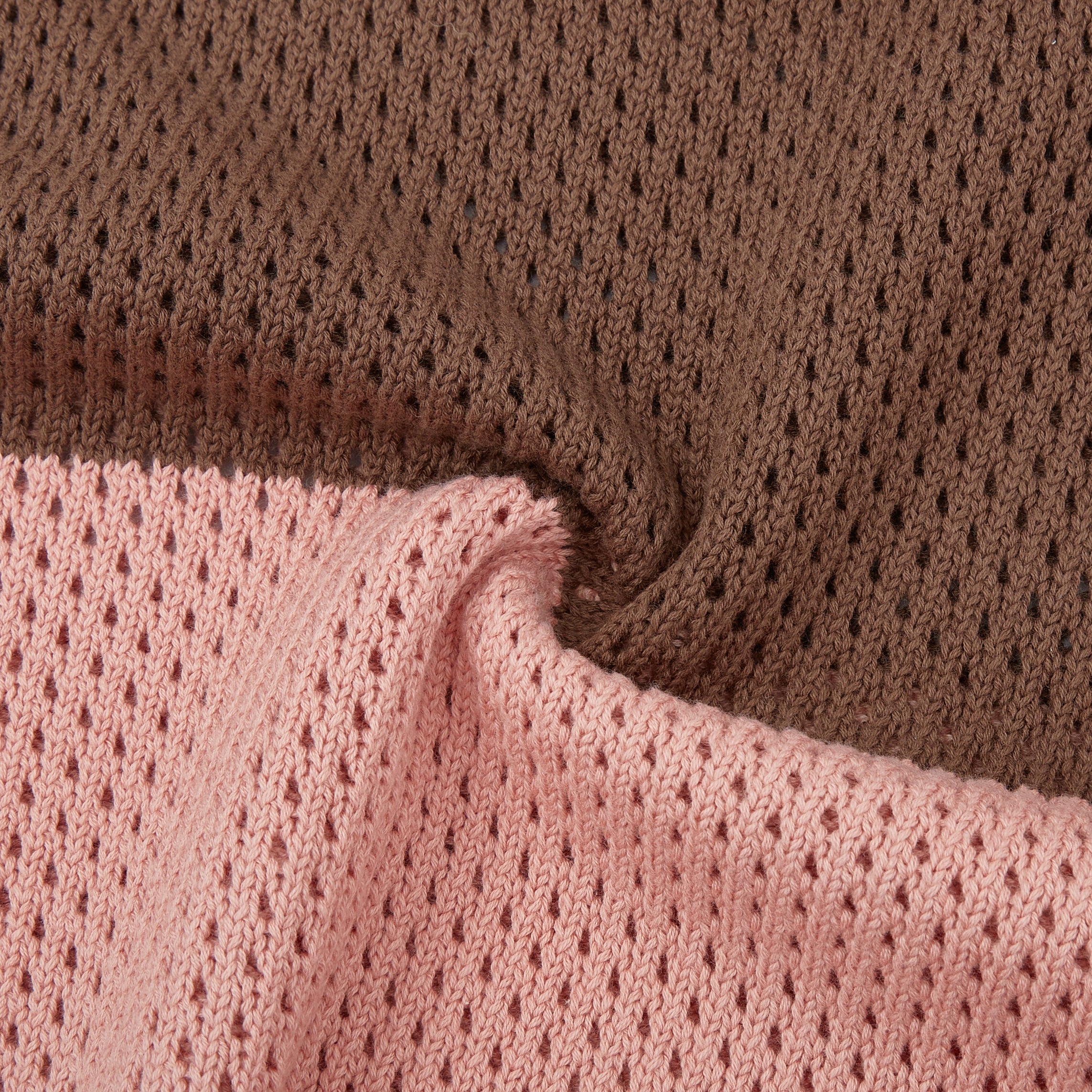 Crochet Knit Polo (Pink / Brown)