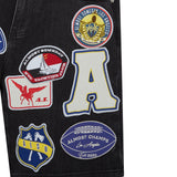 Patchwork Denim Jorts (Washed Black)