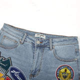 Patchwork Denim Jorts (Washed Blue)