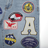 Patchwork Denim Jorts (Washed Blue)