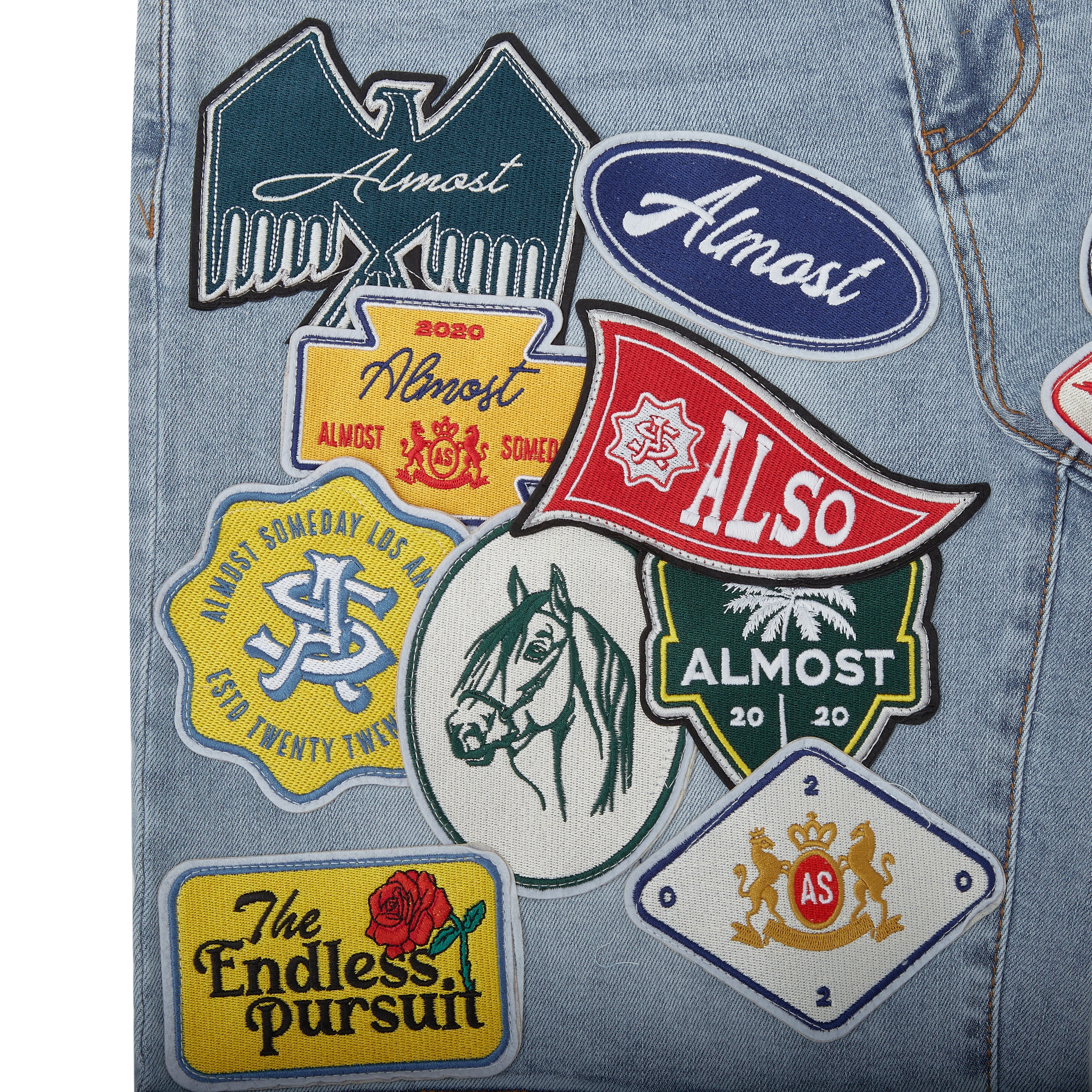 Patchwork Denim Jorts (Washed Blue)