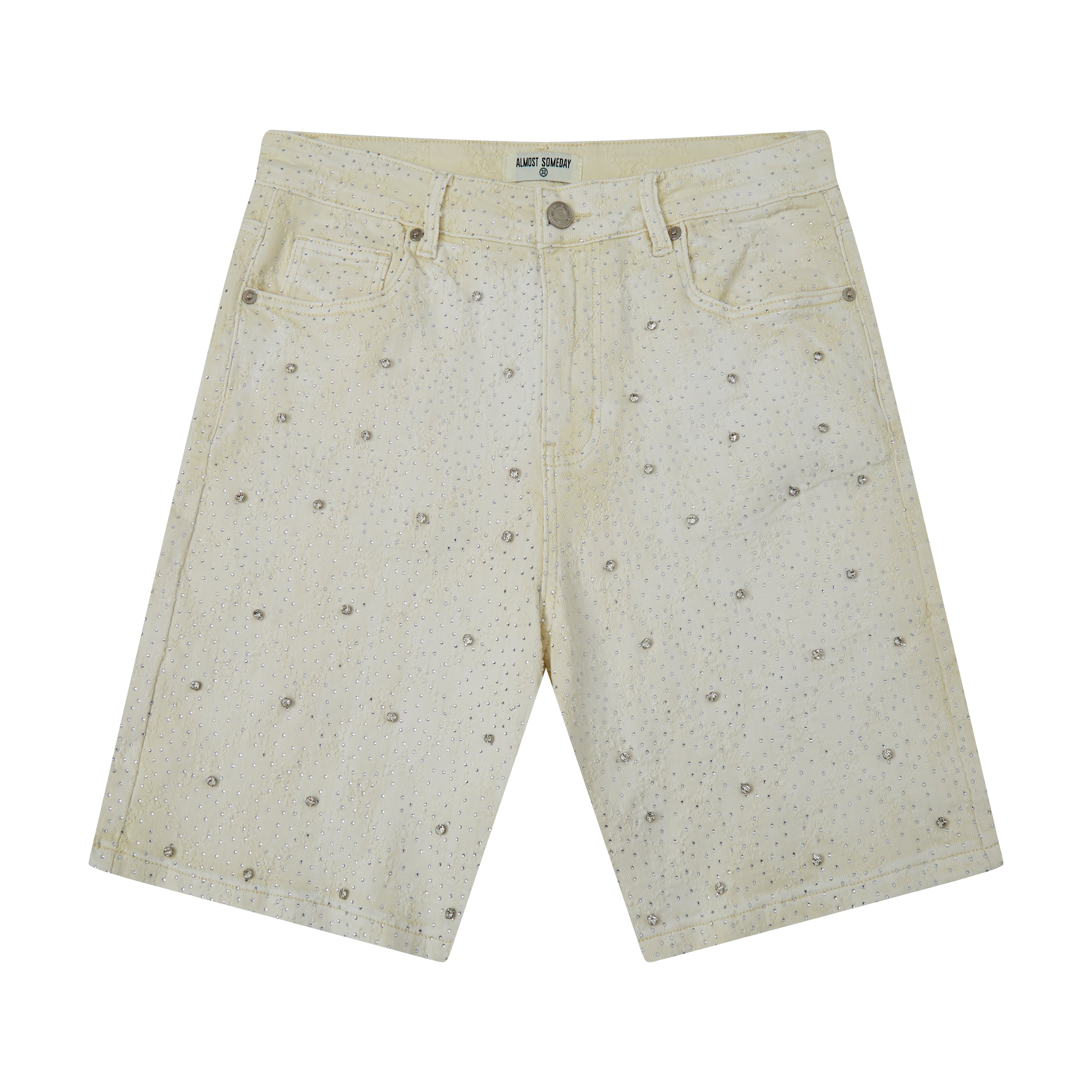 Gemstone Denim Jorts - White