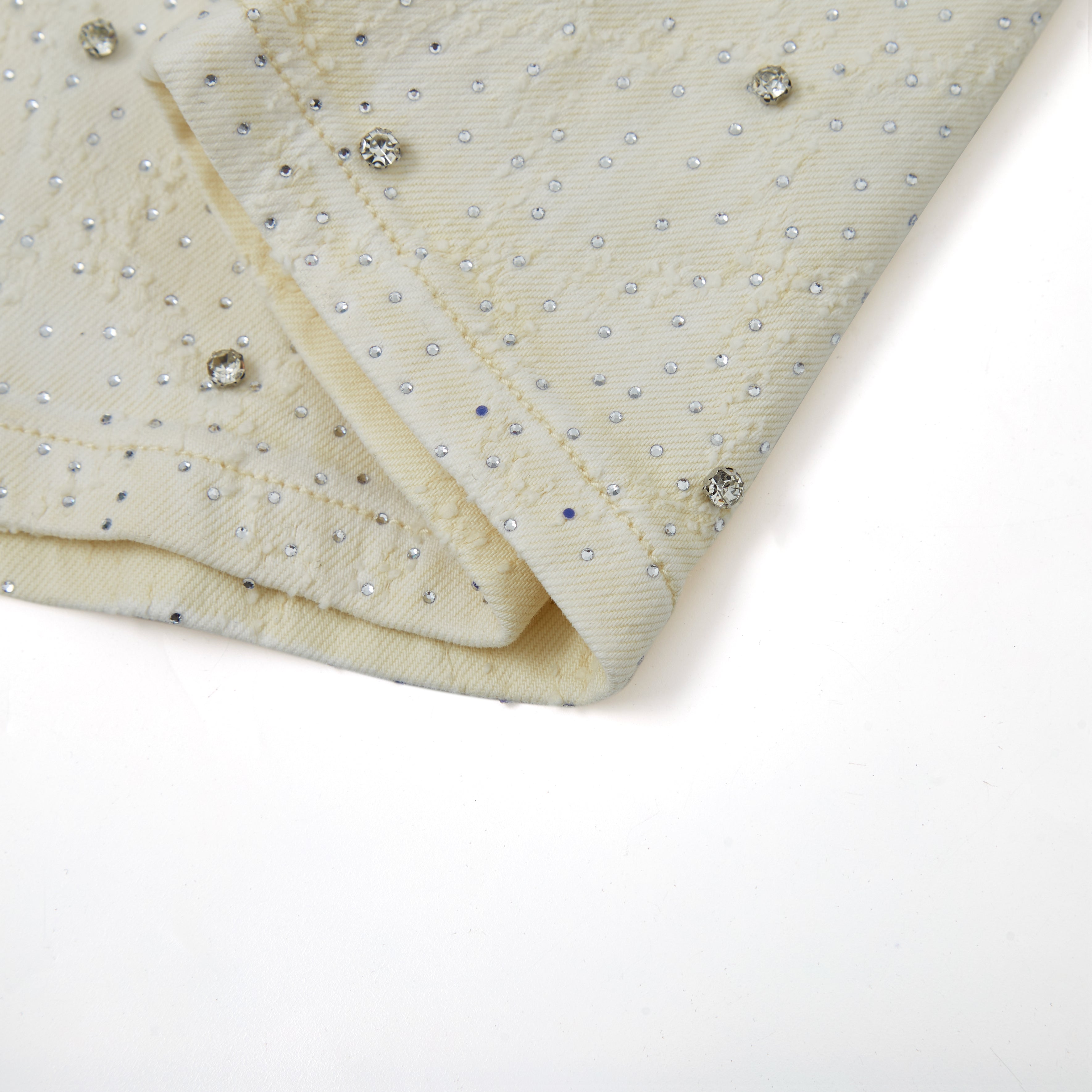 Gemstone Denim Jorts - White