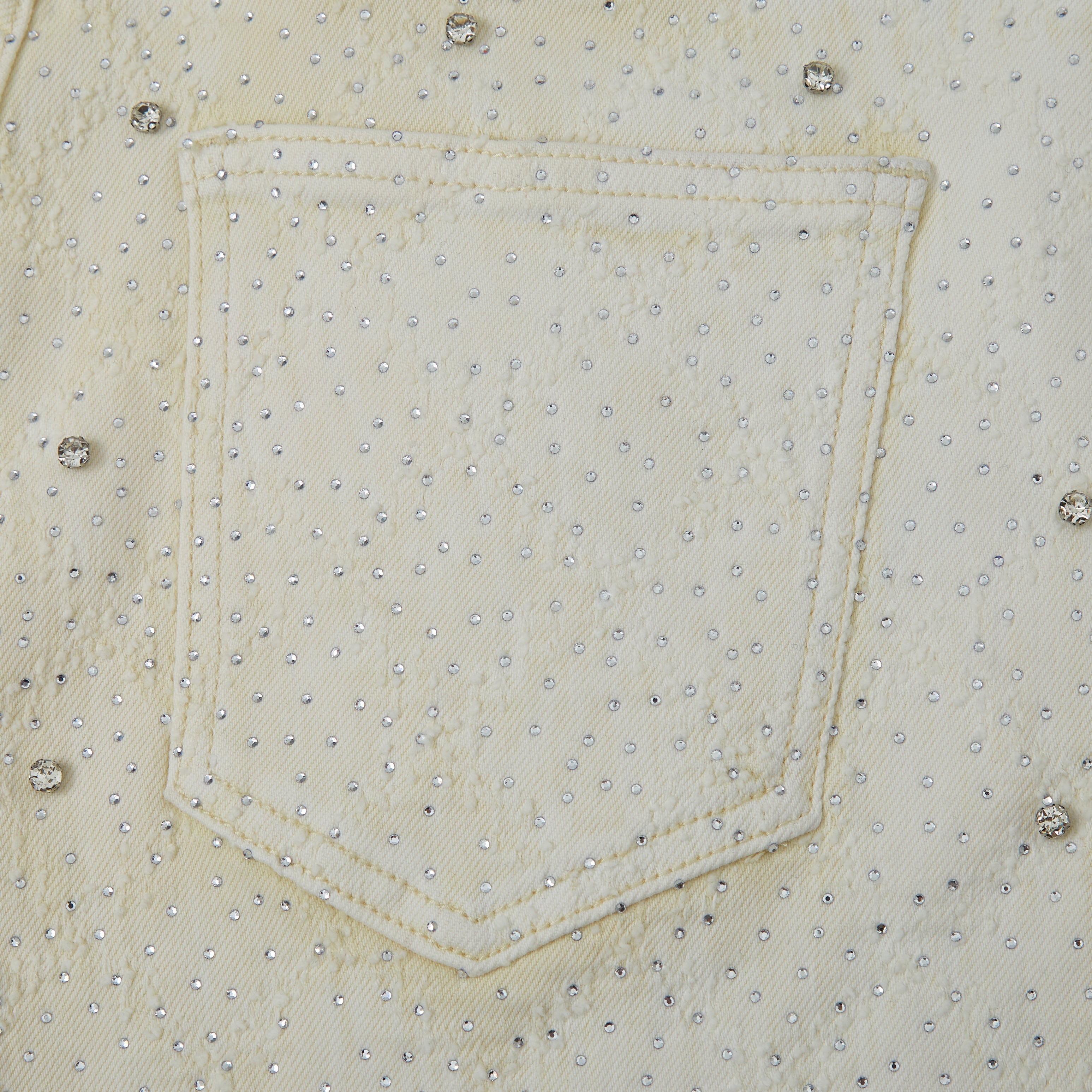 Gemstone Denim Jorts - White